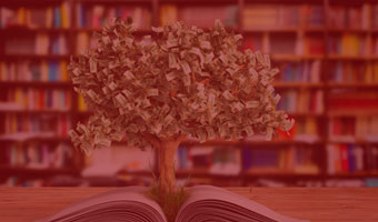 Ein Baum wächst aus einem Buch heraus